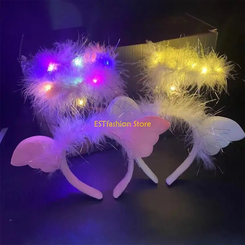 Y5GC LED Angel Hoofdband Headpiece voor Fancy Cosplay New Years Party Xmas Halloween Supply Child Kids Gift