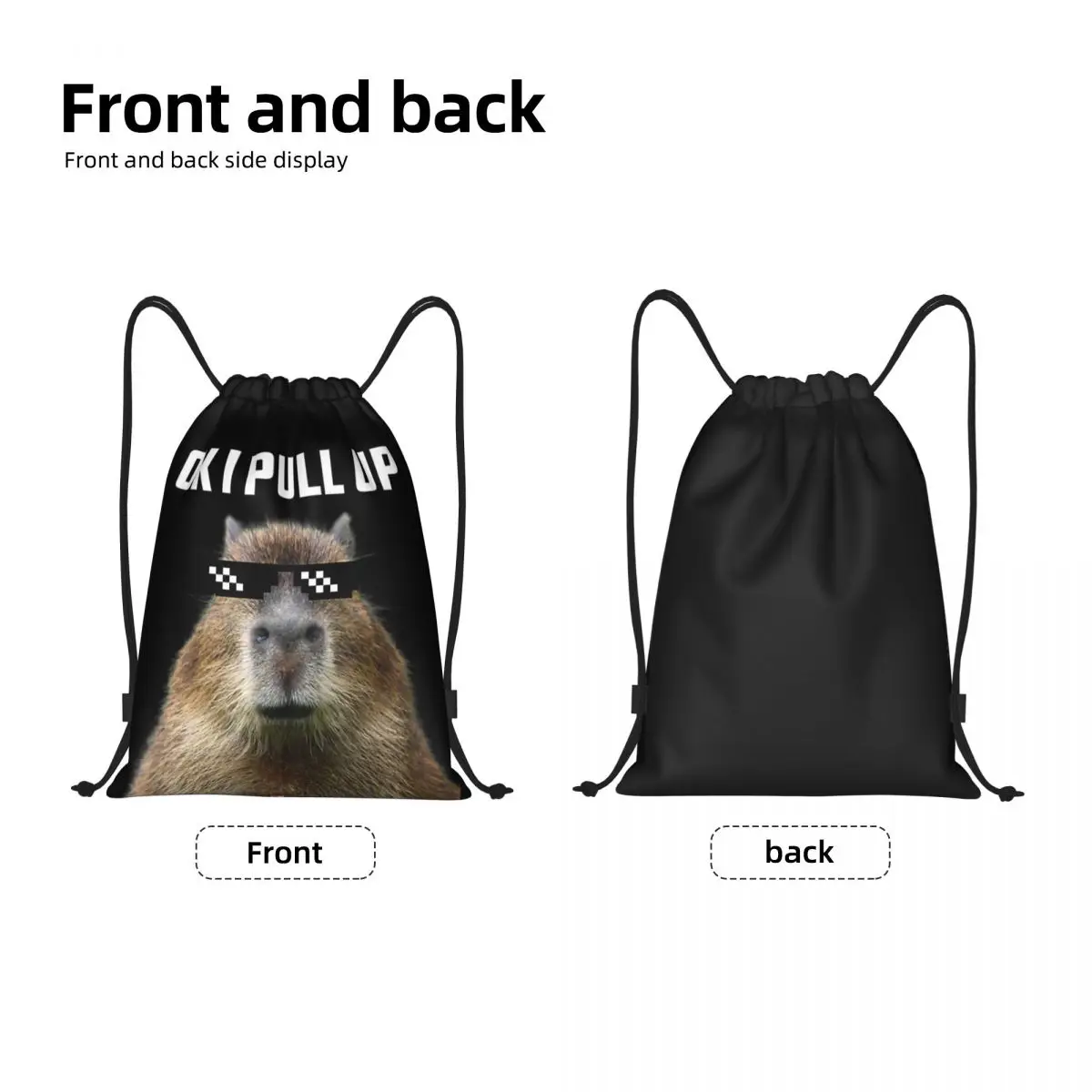 Custom Ok I Pull Up Capybara Drawstring Bag Women Men Foldable Gym Sports Sackpack Cool Capibara Training Backpacks