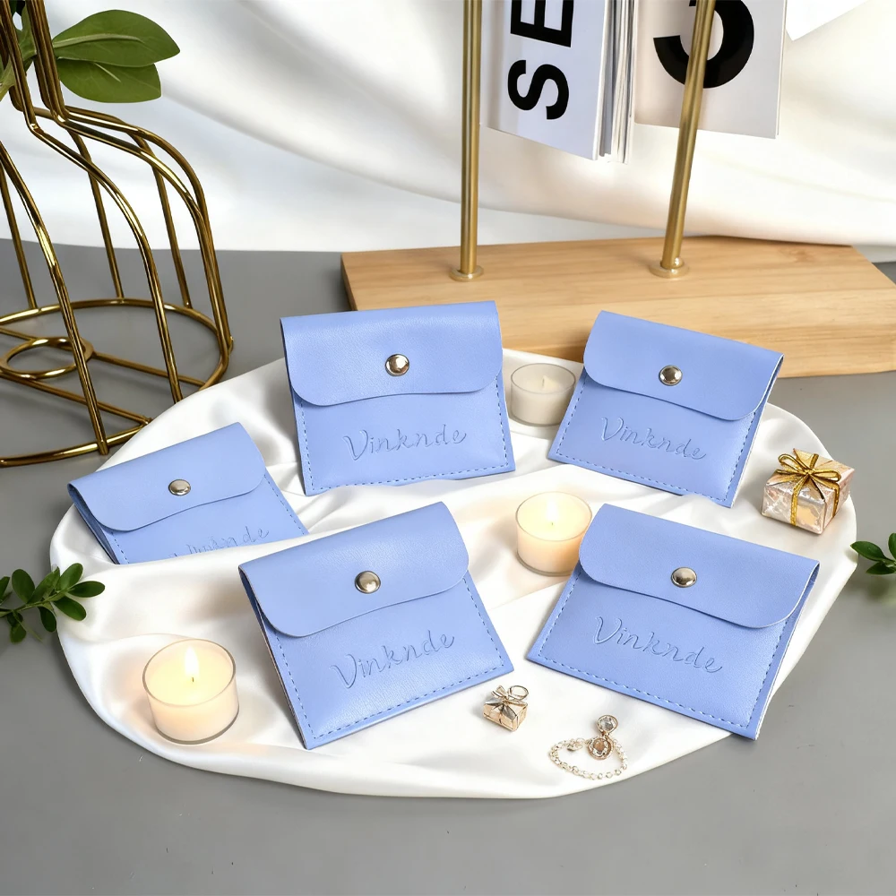 

Прекрасный синий контейнер для драгоценностей из искусственной кожи с логотипом на заказ, уникальные мини-аксессуары, сумка с застежкой, свадебный подарок, ювелирные изделия, серьги, сумка