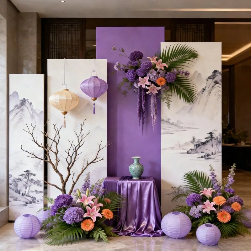 New Chinese banquet arrangement full set of high-end floral art simulation flower decoration scene arrangement kt board ornament