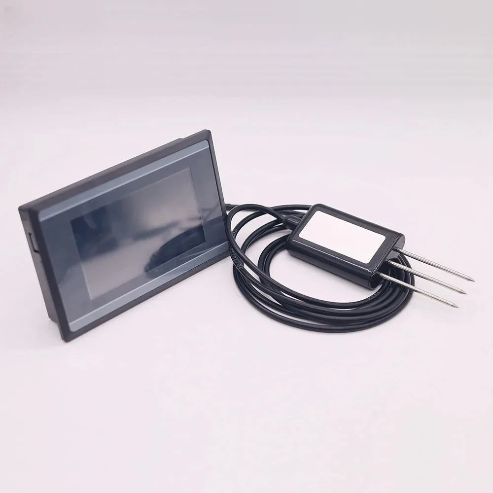 Measuring and Logging Soil Moisture Temperature Humidity EC PH NPK Sensor with HMI touch screen soil detector