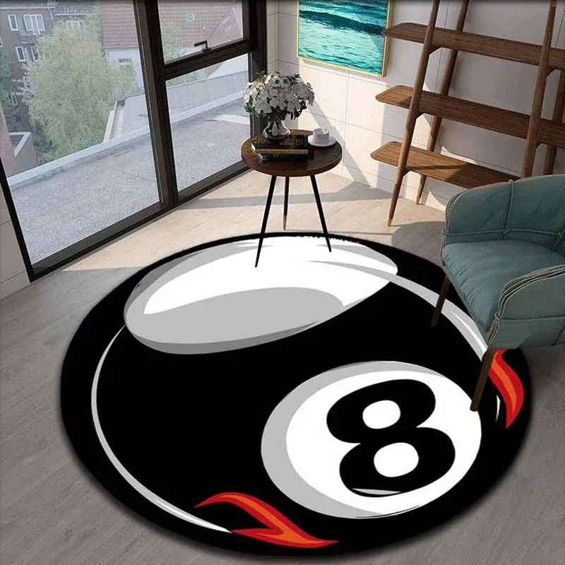 Billiards Number 8 Pattern Printed Carpet carpet  rugs for bedroom  carpets for living room  cute rug Circular carpet