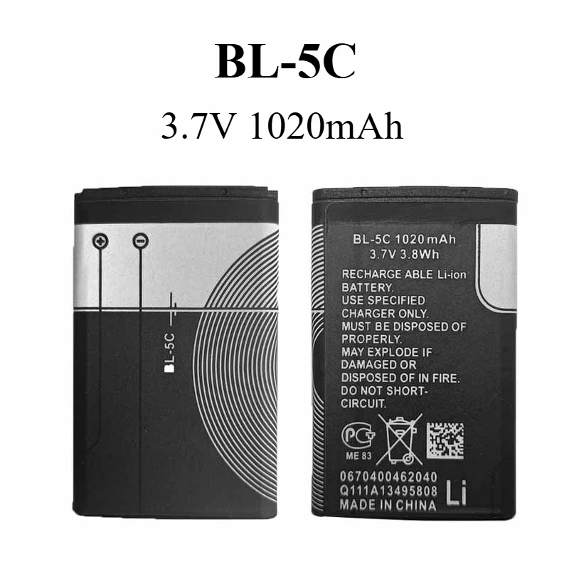 

5/10 шт. 3,7 В 1020 мАч BL-5C BL5C BL 5C Аккумулятор Sostitutiva Del Telefono Per Nokia 2112 2118 2255 2270 2280 2300 2600 2610 3125