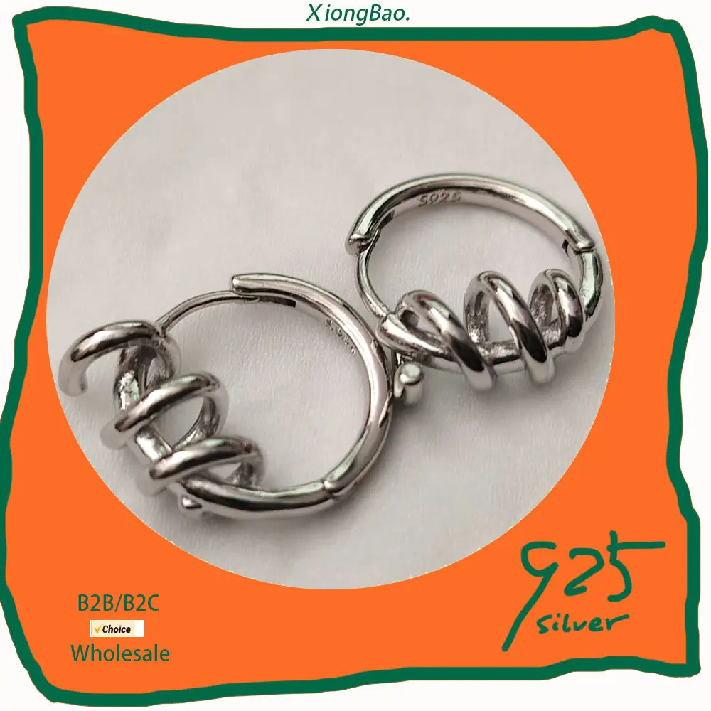 

Party Fine Jewelry 2026 new Stamp 925 Sterling Silver earring Sweet Creative Line Spring Hoop Earrings Hot For Women