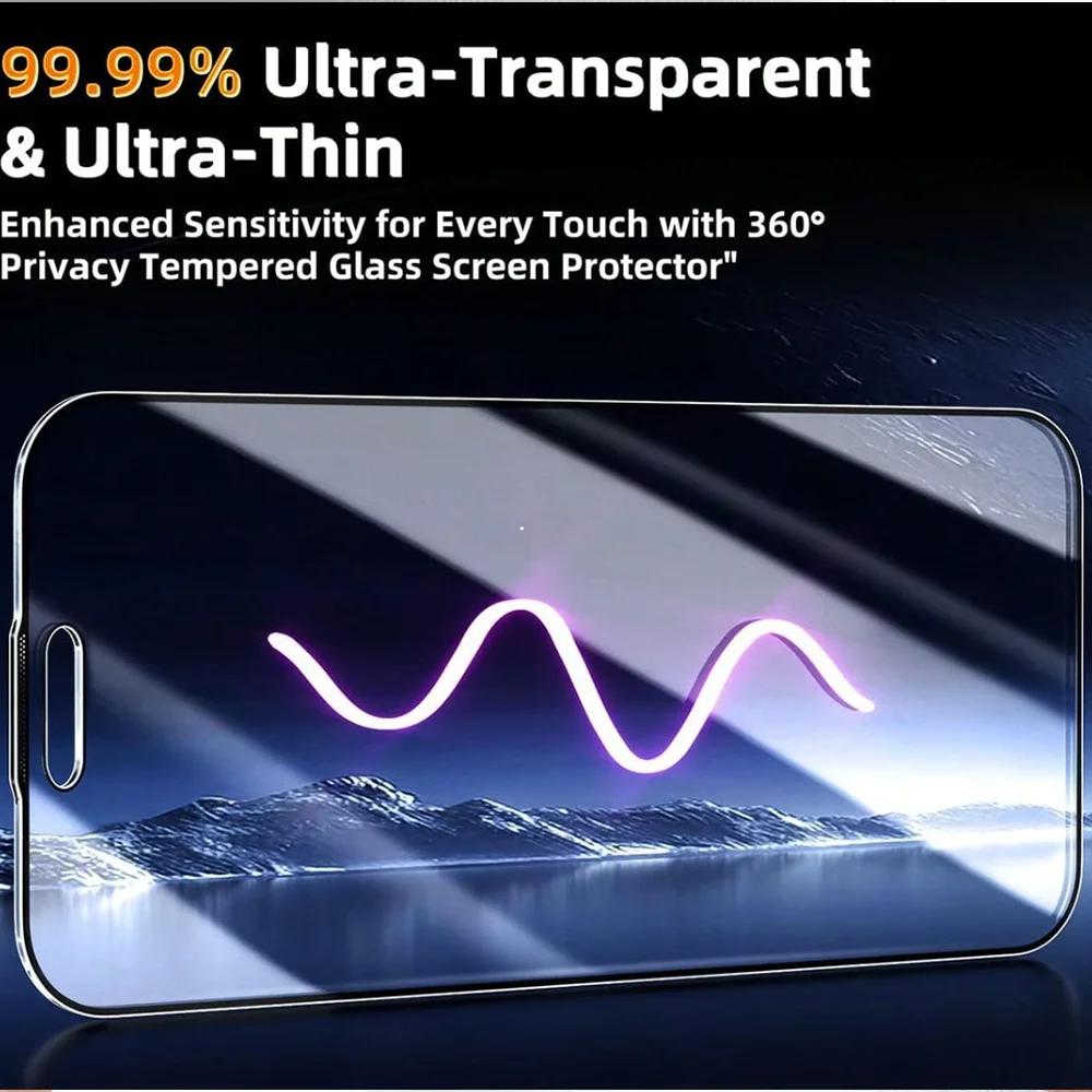 NNBILI 2 قطعة 360 درجة حامي شاشة الخصوصية مناسبة آيفون 17 16 15 14 13 12 11 برو ماكس 17Air 16E سلسلة آيفون المستخدمين