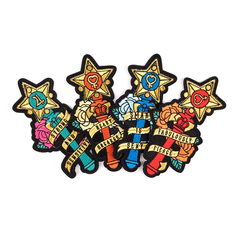 Cartoon Sailor Sun Moon Iron On Large Patches Embroidery Big Badges DIY Anime Large Patches For Clothes Girl Jeans Appliques