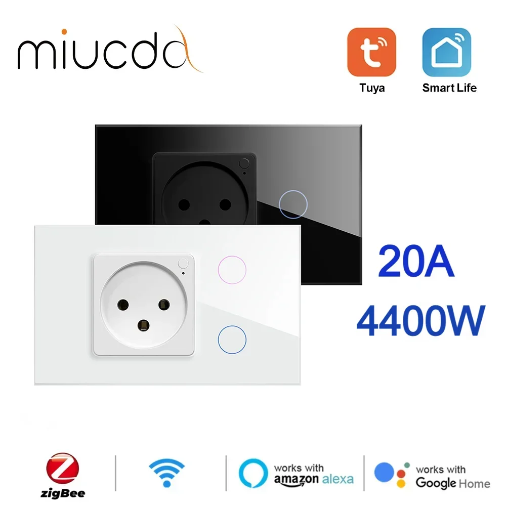 Умная сенсорная розетка MIUCDA Tuya с поддержкой Wi-Fi/ZigBee Израиль, 20 А/4400 Вт