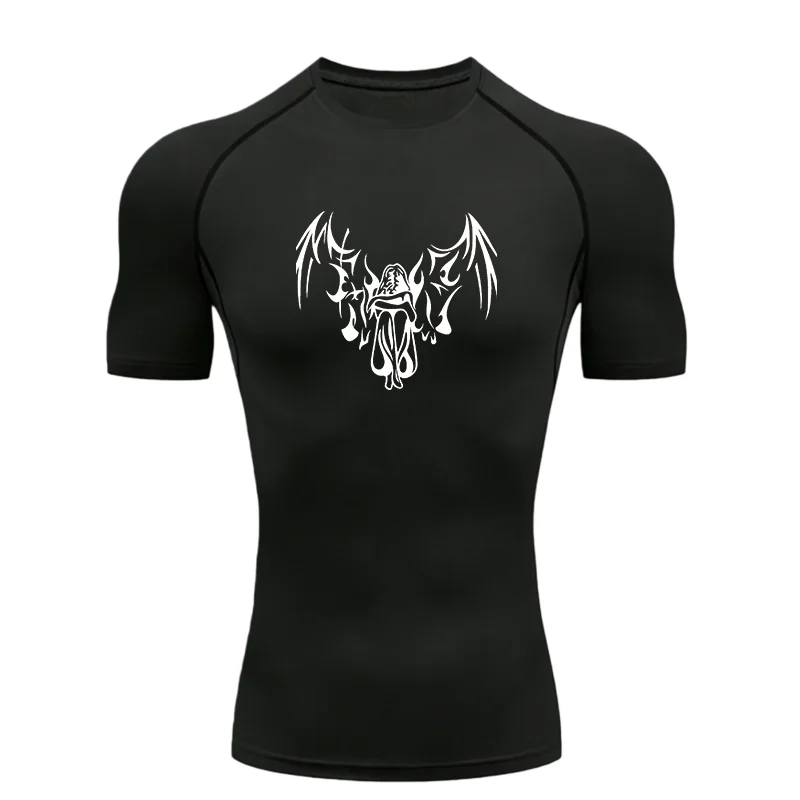 Fallen Angel 2026 Men's Sports T-shirt Training Fitness Compression Short Sleeve Rashguard For Men Quick Dry Workout T-Shirt