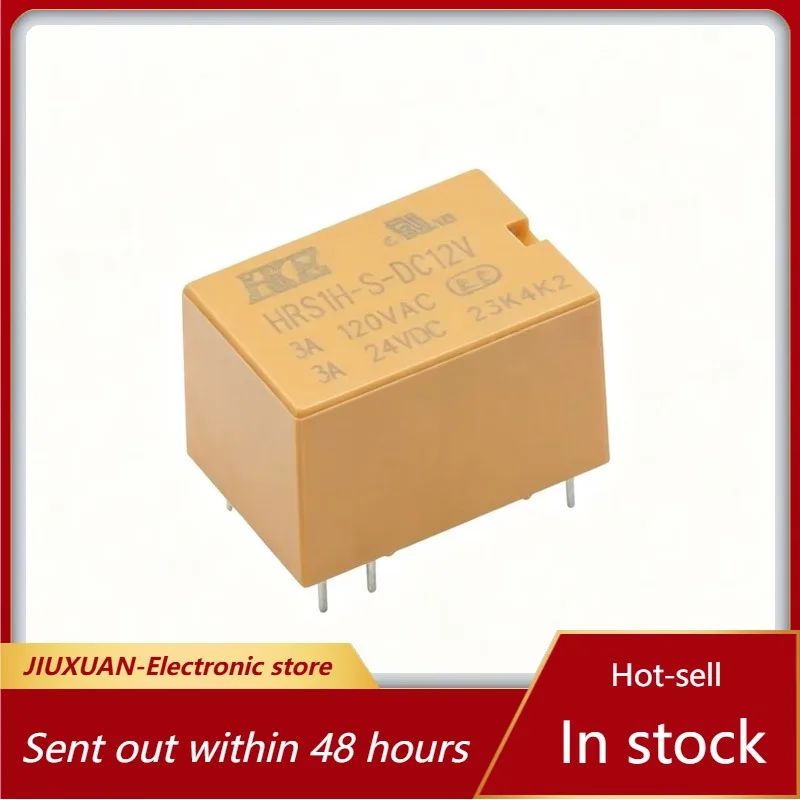 New 100pcs/lot HKE HRS1H-S-DC12V DC12V 3A 6Pin SPST Mini PCB Signal Relay 120VAC For EV Charger Control Module