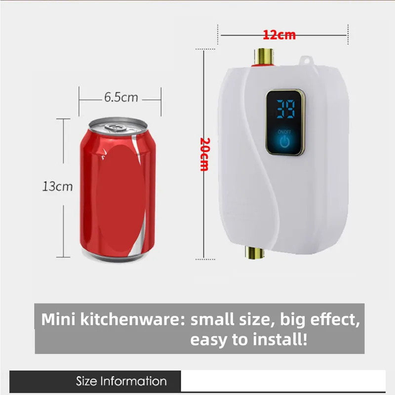 Mini Aquecedor de Água Instantâneo Elétrico Montado na Parede, EUA, UE, Aquecimento Rápido, Cozinha, Tesouro, Casa de Banho, Pequeno, 3500W