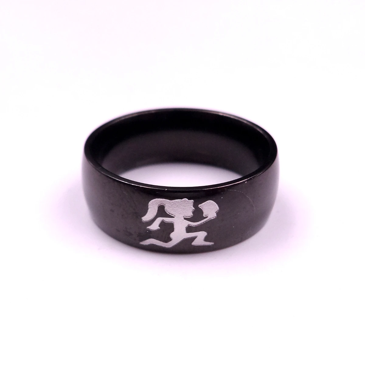 Black Plated Women Mens ICP Hatchetman Ring Stainless Steel Juggalette / Juggalo Rings 8-12#