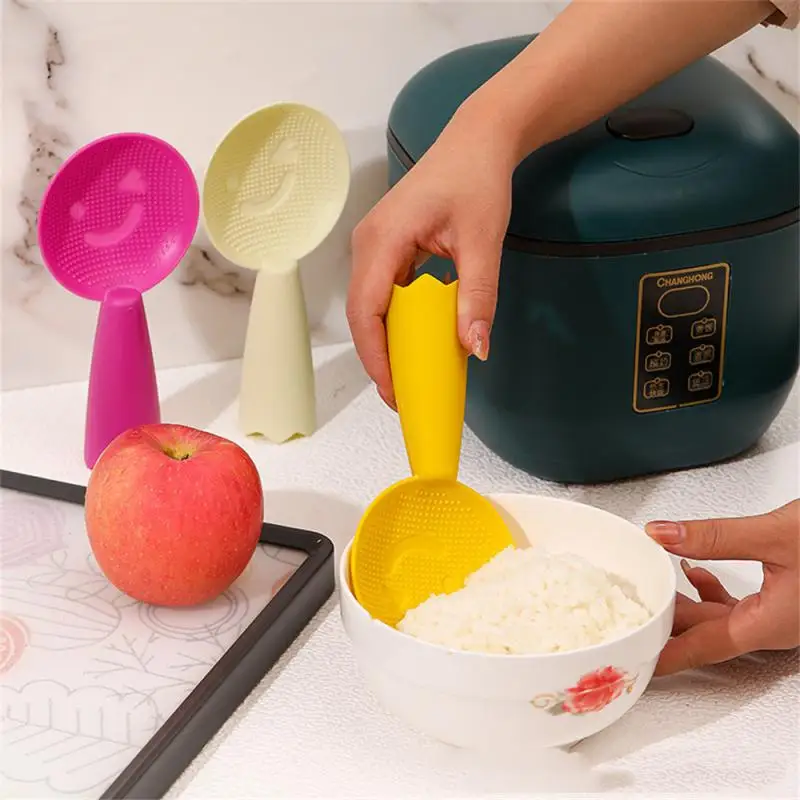 Rice Shovel Spoon Standing Design Cartoon Serve Rice Non Stick Kitchen No Deformation Household Gadgets Smiling Face Rice Spoons