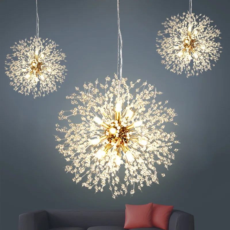 Nordic crystal chandelier modern dandelion chandelier ceiling lamp living room bedroom dining room interior decorative lamp