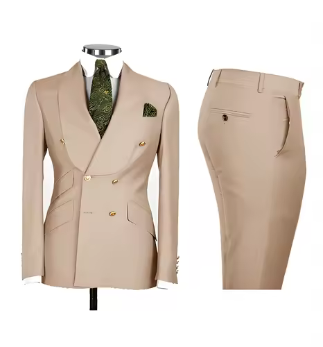 Light Blue Men's Suits Chic Double Breasted Blazer Peak Lapel Elegant Formal Set Male 2 Piece Jacket Pants Wedding Groom Tuxedos - Image 13