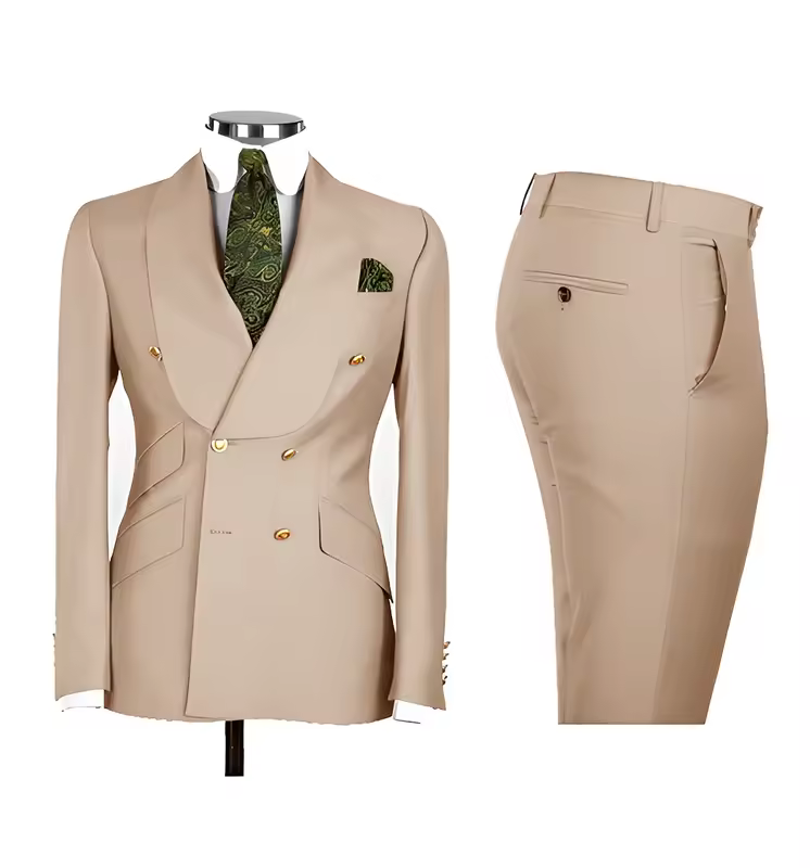 Light Blue Men's Suits Chic Double Breasted Blazer Peak Lapel Elegant Formal Set Male 2 Piece Jacket Pants Wedding Groom Tuxedos - Image 13