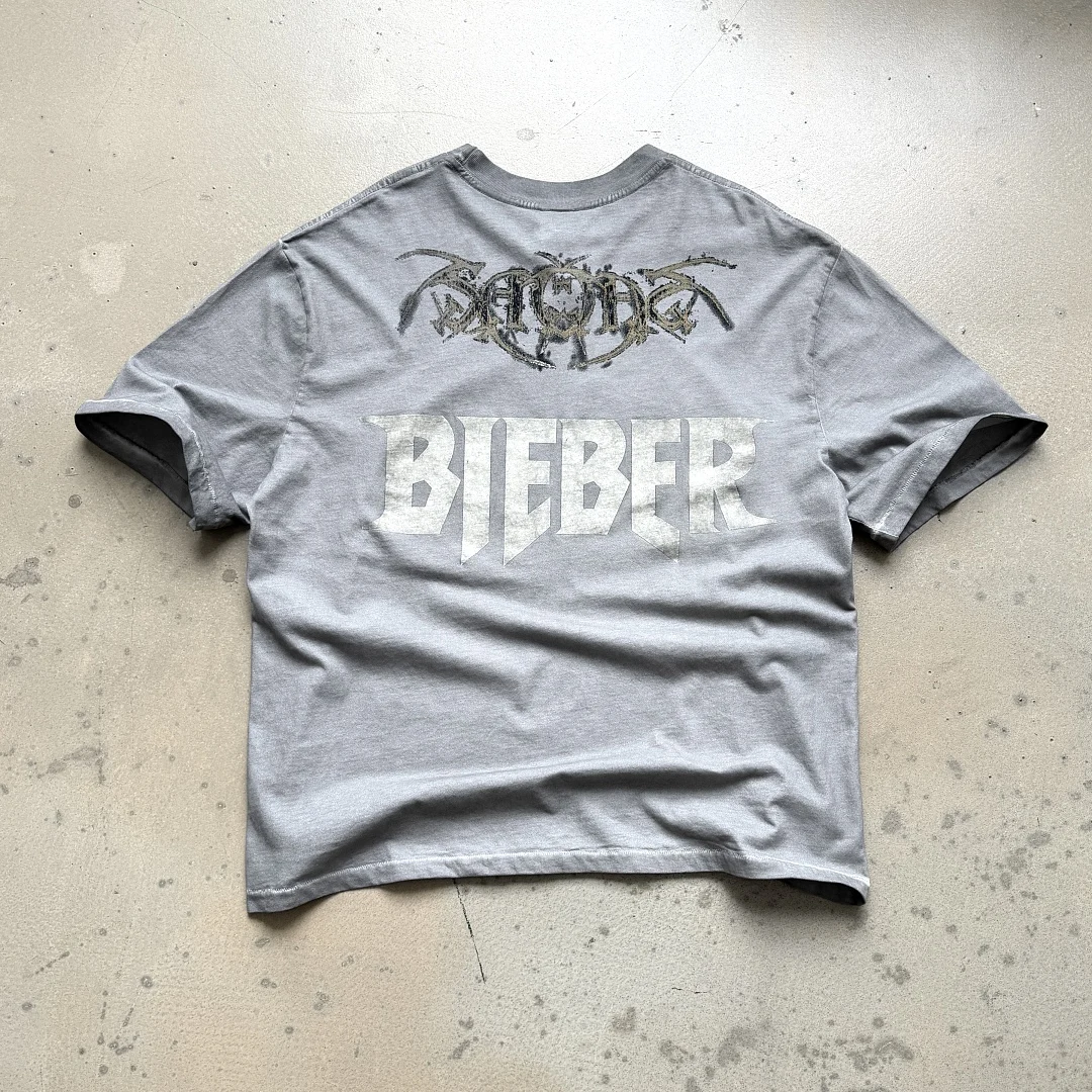 Vintage Washed Saint T Shirt Men Purpose Tour Graphic Print Oversized Loose Short Sleeve Tee Y2K  Streetwear Unisex Crop Top