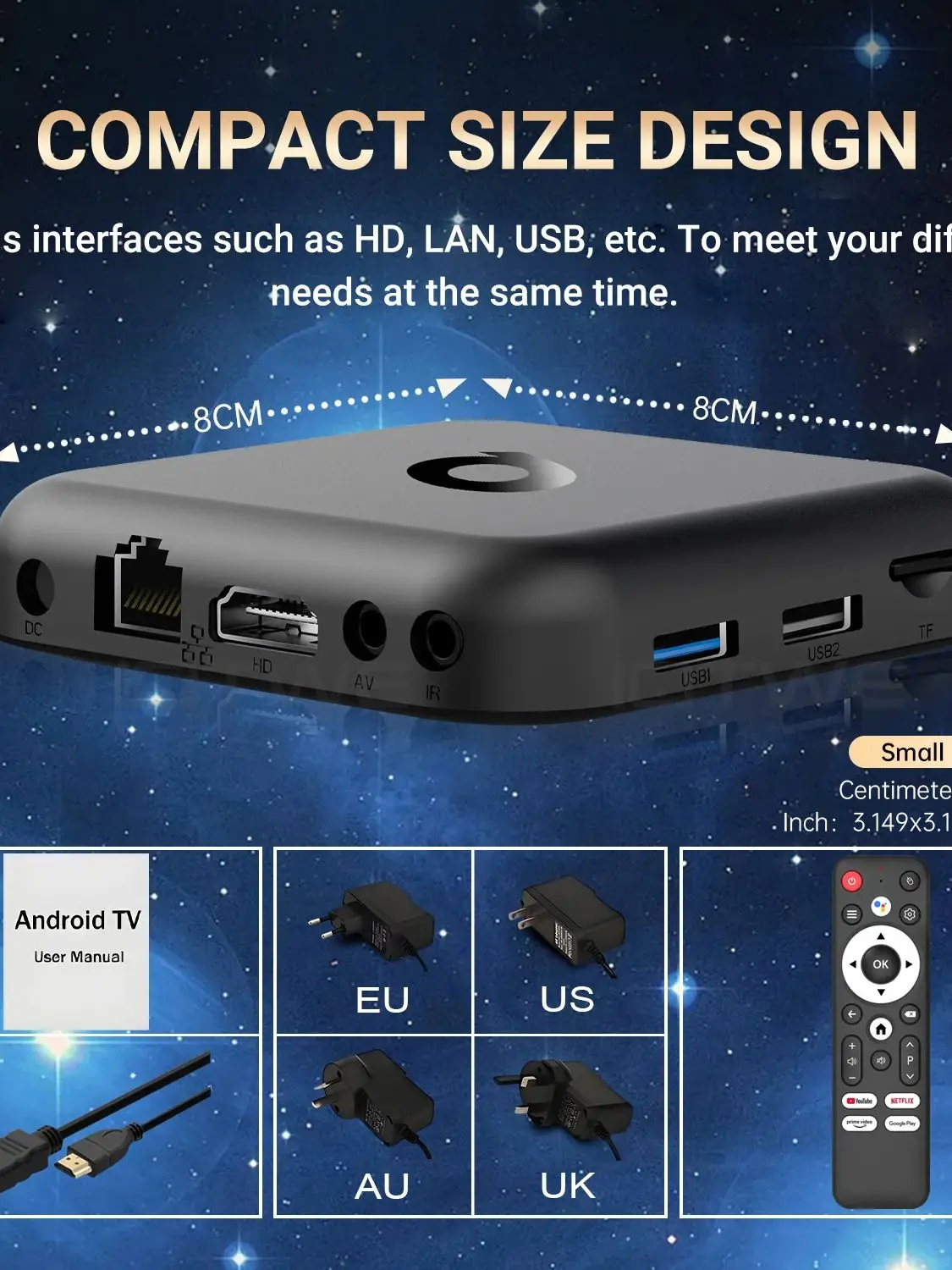 R69Q Smart TV Box Google Assistant Android 14 2 GB + 32 GB Bluetooth 5.4 Allwinner H313 4K Dual Wifi 5G Streaming Media Player