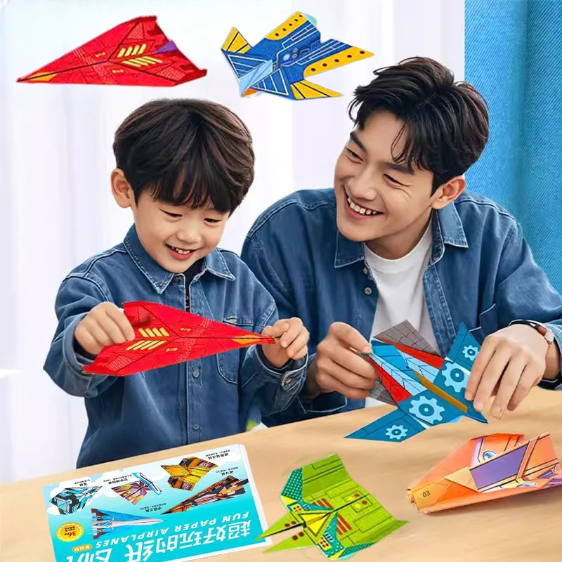 36Pcs Children Creative Origami Paper Planes Folding DIY Parent-child Full Color Handicraft Toy Aircraft Educational Toy