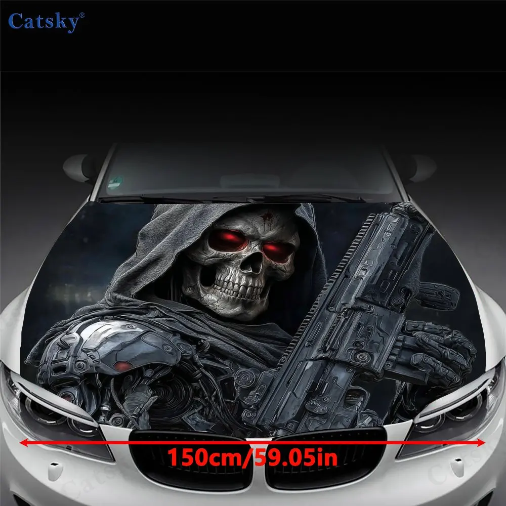 Gothic red-eyed skeleton warrior Fantasy theme car cover decoration, suitable for cars, SUVs and other models, car accessories,