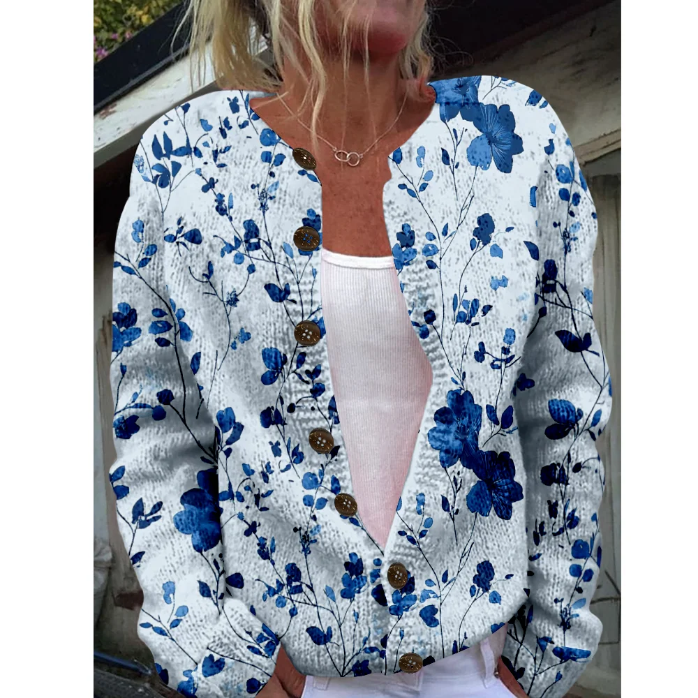 

Осень-зима вязаный синий кардиган повседневный свитер уличная одежда женские свитера вязаный топ крутые джемперы модные