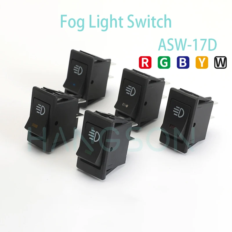 Car Fog Light Rocker Switch 4 Pin 12V 35A ON/Off SPST Fog Toggle Switch ASW-17D Rear Front Fog Switch for RV Truck Marine Boat
