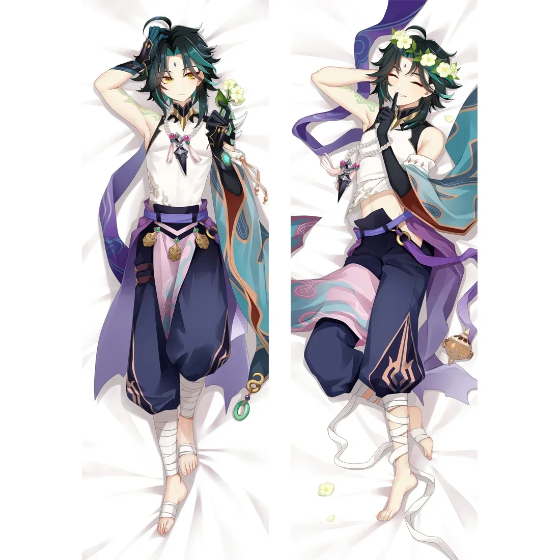 Genshin Impact Xiao Cosplay Dakimakura Body Pillow Case Cover Doulble Side 3D Printed Bedding Hugging Body Pillowcase Peachskin