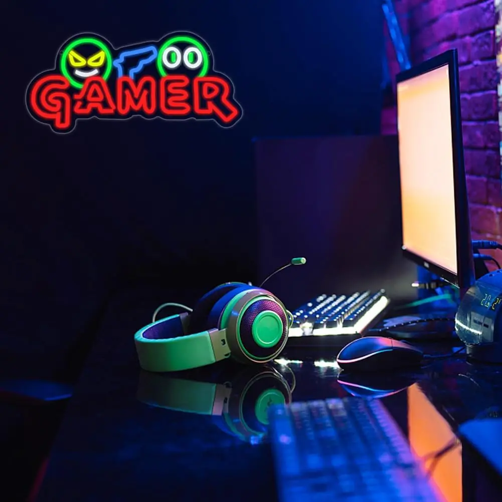 ألعاب النيون لعبة الإعلان ألعاب LED ضوء النيون عكس الضوء للعبة USB داخلي لعبة غرفة نوم ديكور حفلة بار في سن المراهقة الصبي