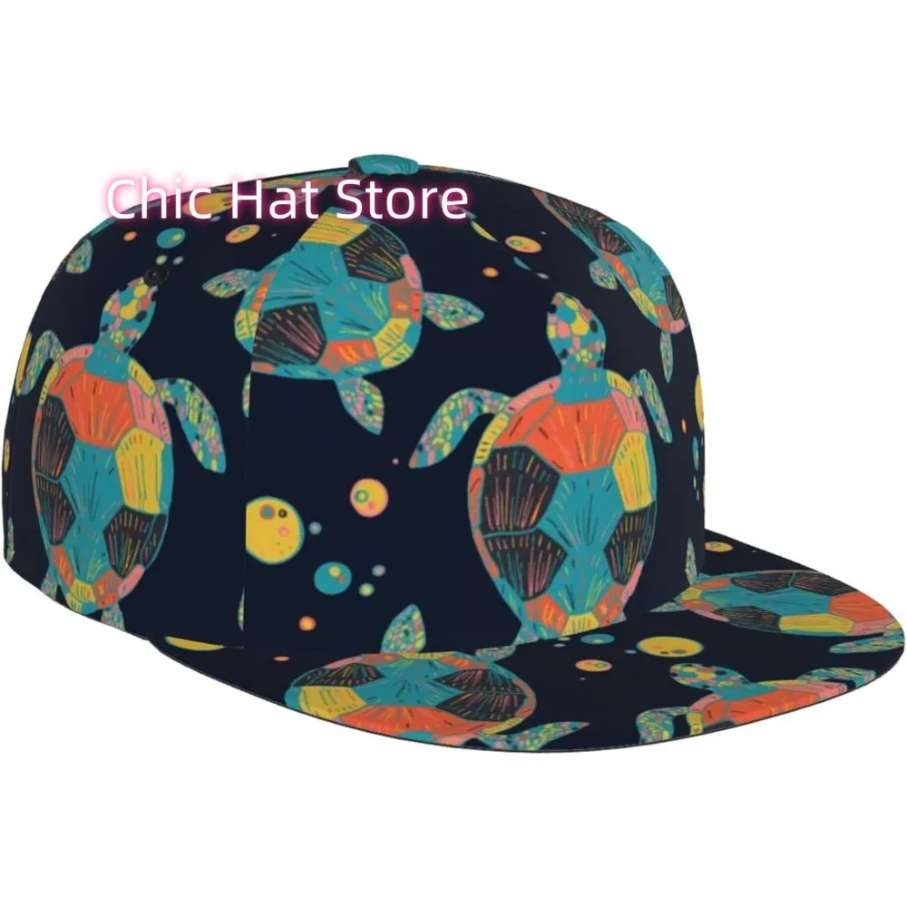 Scales Adjustable Baseball Cap for Women Men Flat Bill Snapback Hat Hip Hop Hat Outdoor Sports Trucker Cap Turtle