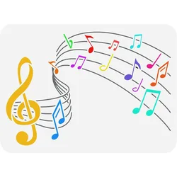Music Note Stencil 11.7x8.3 inch Reusable Plastic PET Treble Clef Stencils Hollow Out Pentameter Jumping Music Symbols Drawing