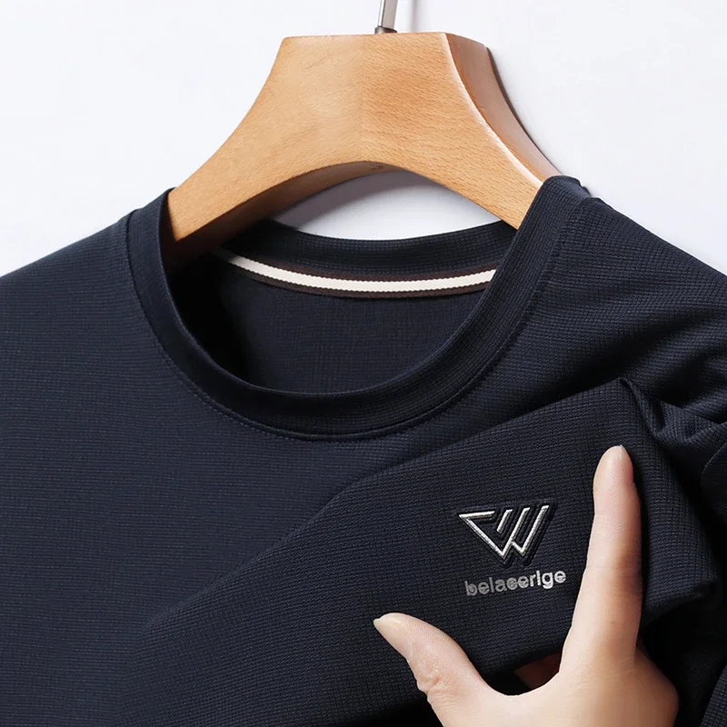 2026 Men\'s New Summer Embroidered Round Neck Short Sleeved T-shirt Casual Fashion Breathable Comfortable Top