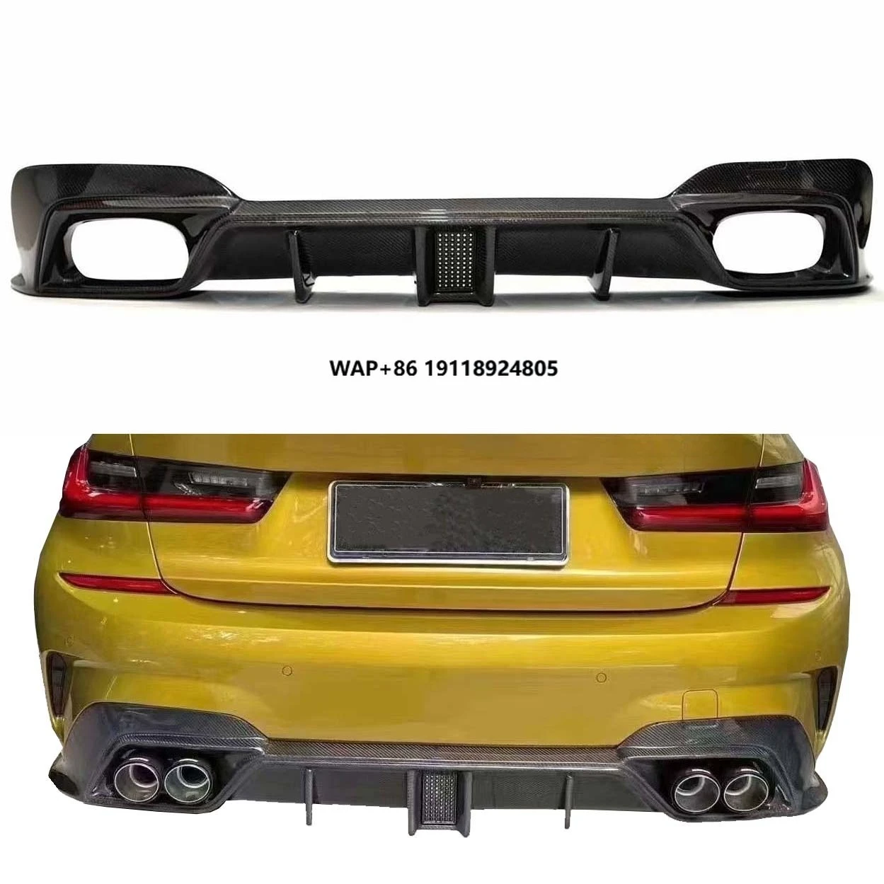 

CMST Style Carbon Fiber Rear Diffuser with LED Light for 3 Series G20 M-Sport 330i M340i Body Kits Rear Bumper Lip Diffuser