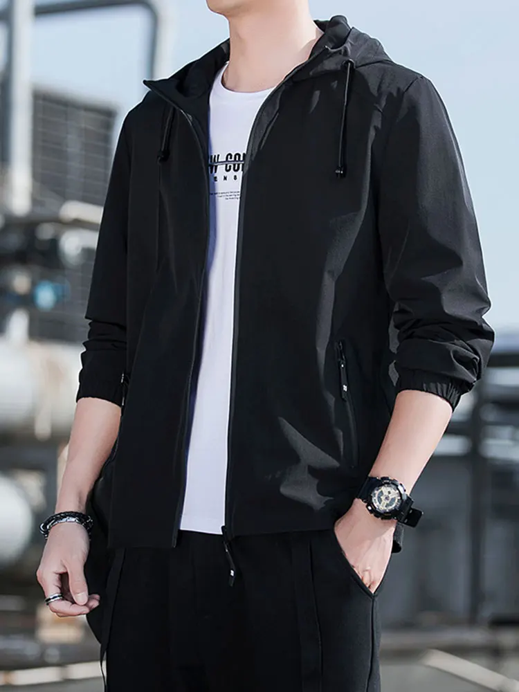 

Autumn Men's Jaet 2025 New Korean Sle Thin Casual Workwear Outerwear Trendy All-Match Windbreaker Polyester Long Sve Z...