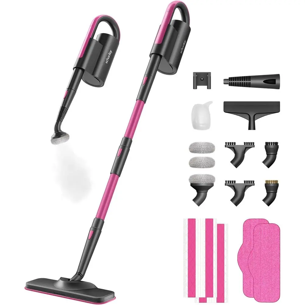 

Dual-Rod Steam Mop with Detachable Handheld Steamer for Walls, Grouts, Hard Floors, Tiles, Multi-pose Accessories, Washable Micr