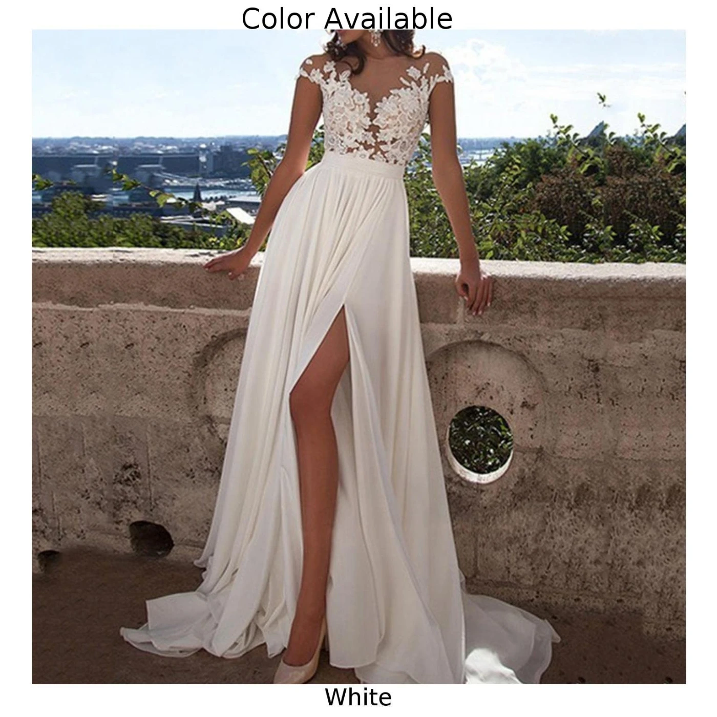 Formal Elegant Party Dress Floral Lace White Wedding Chiffon Evening Prom Dress Women Dresses Vestidos