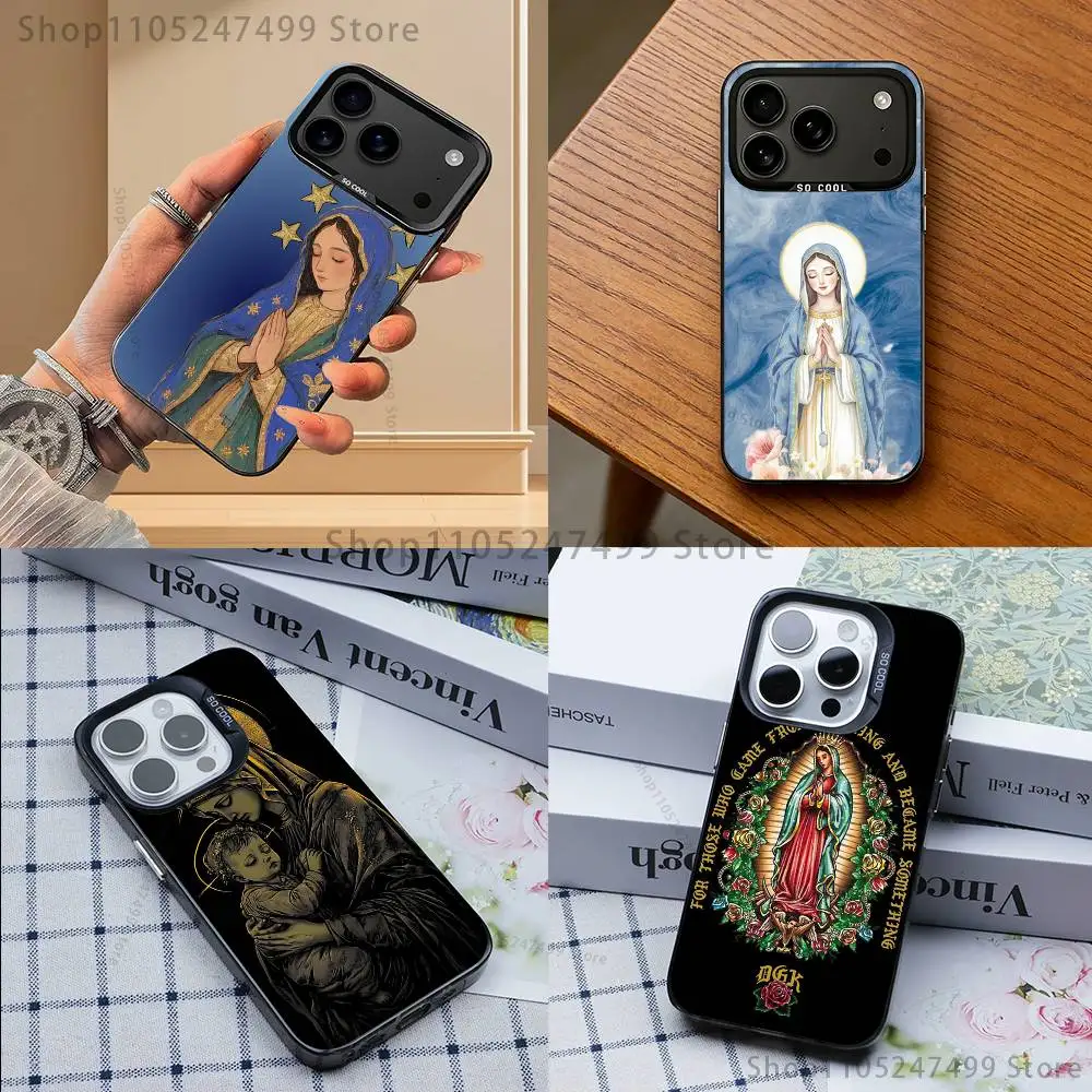 

G-Guadalupe Virgin Art Phone Case For iPhone 17,16,15,14,13,12,11,Mini,Pro,MAX,plus,Black Matte Shockproof Cover