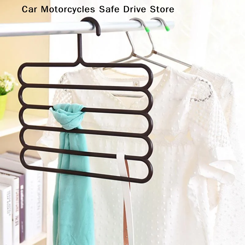 【M】Multi Layer 5-Tier Pants Hanger Space Saving Slip Resistant Adjustable Design For Household Storage