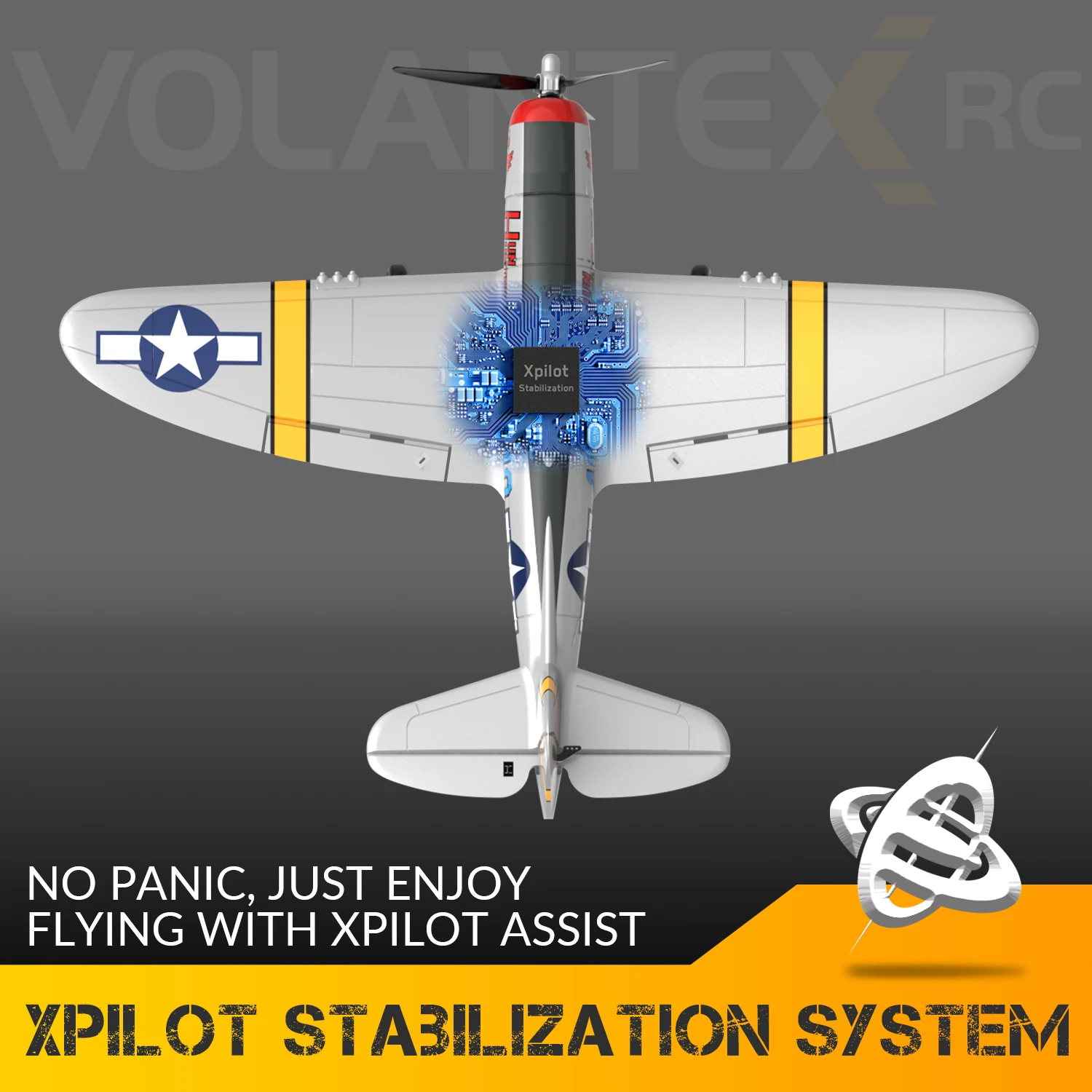 طائرة VOLANTEXRC RC، طائرة RTF 4CH P-47 Thunderbolt RC، نظام تثبيت X-Pilot، هوائي واحد، مناسبة للخارج #2