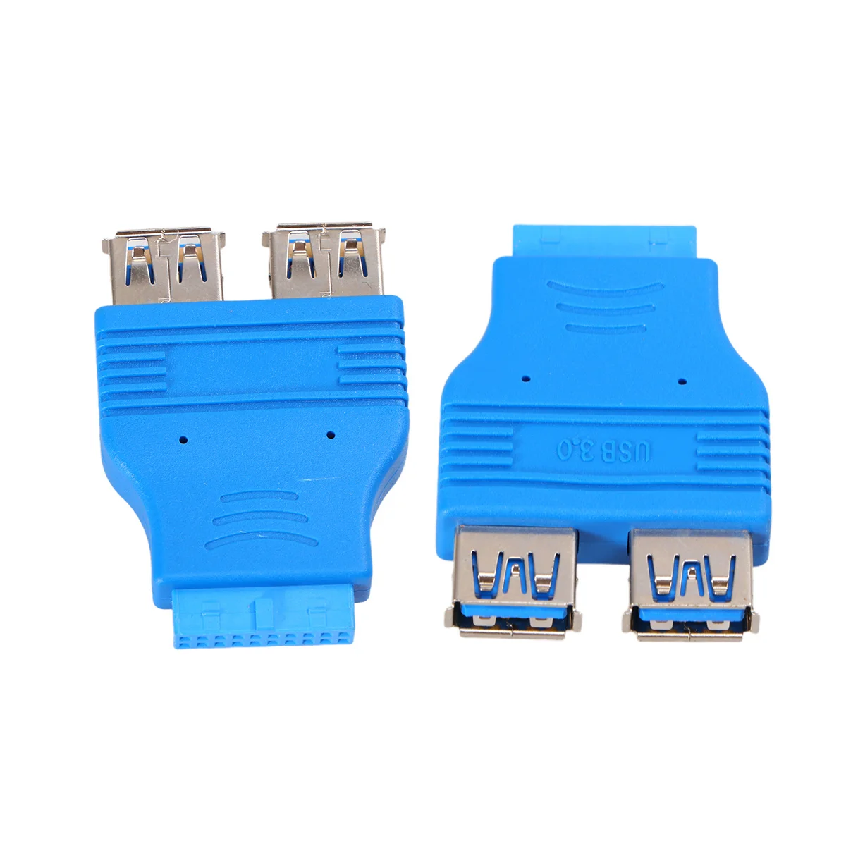 

1pc 20 Pin Female To Dual 3.0 Type A Adapter Blue 4.8Gbps Motherboard Mainboard Usb Connectors Dual Usb Head Connectors