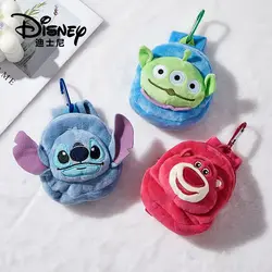 Disney Lotso Stitch Alien Buzz Lightyear Cartoon Mini Backpack Style Plush Coin Purse Keychain Pendant Headphone Storage Bag