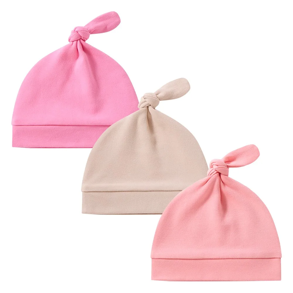 Plain Unisex Baby Hats 0-6 Months Newborn Boys Girls Bonnet Caps 3PCS Infant Beanie Felt Cap Baby Accessories