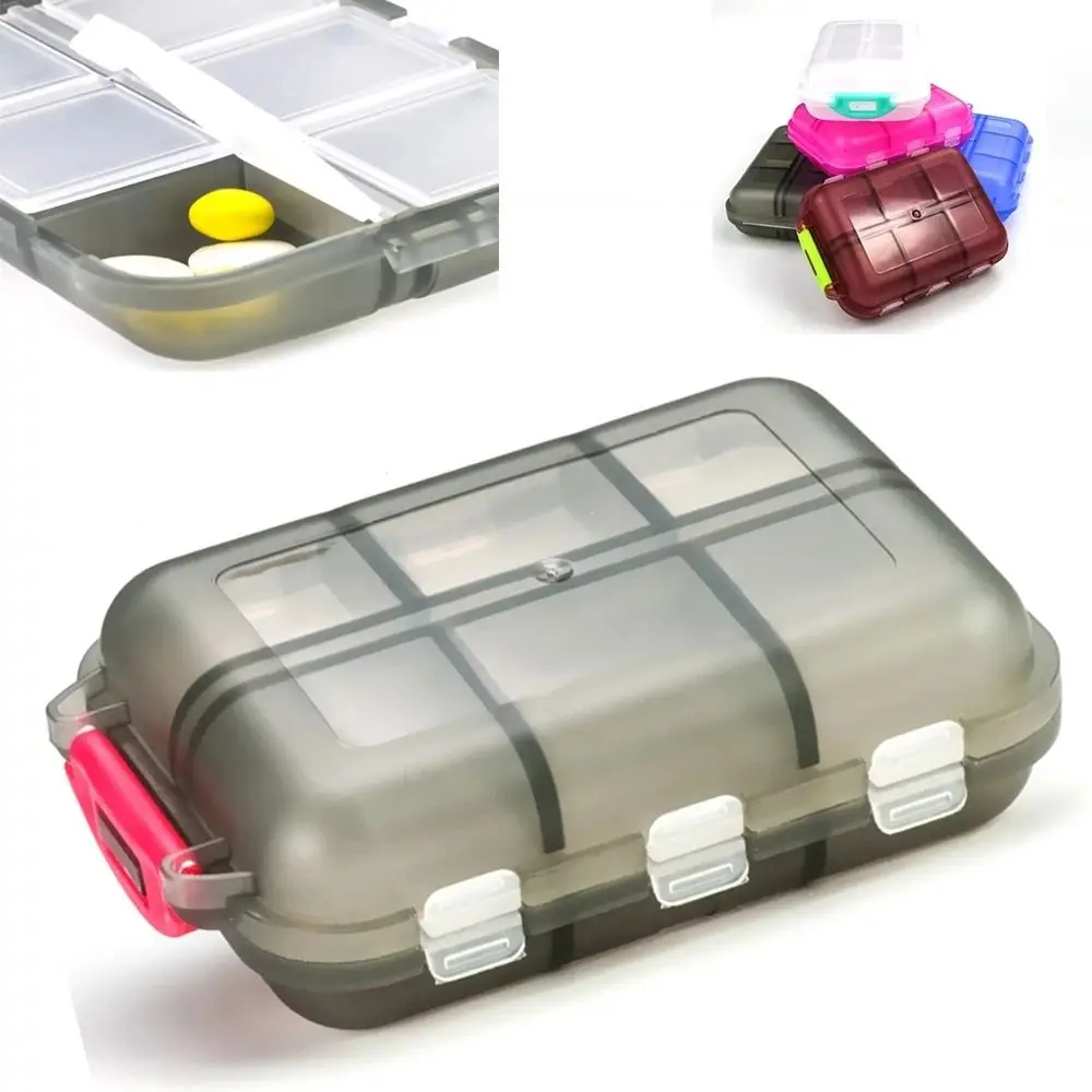 Plastic Container Dispenser 12 Grid Pill Box Medication Case Medicine Organizer Box Medicine Tablet Storage