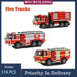 MOC City Fire Truck 6x6 Of The Fire Bridge Model Building Block Assembly 4x4 Vehicle 8x8 Series Boys Birthday Gift