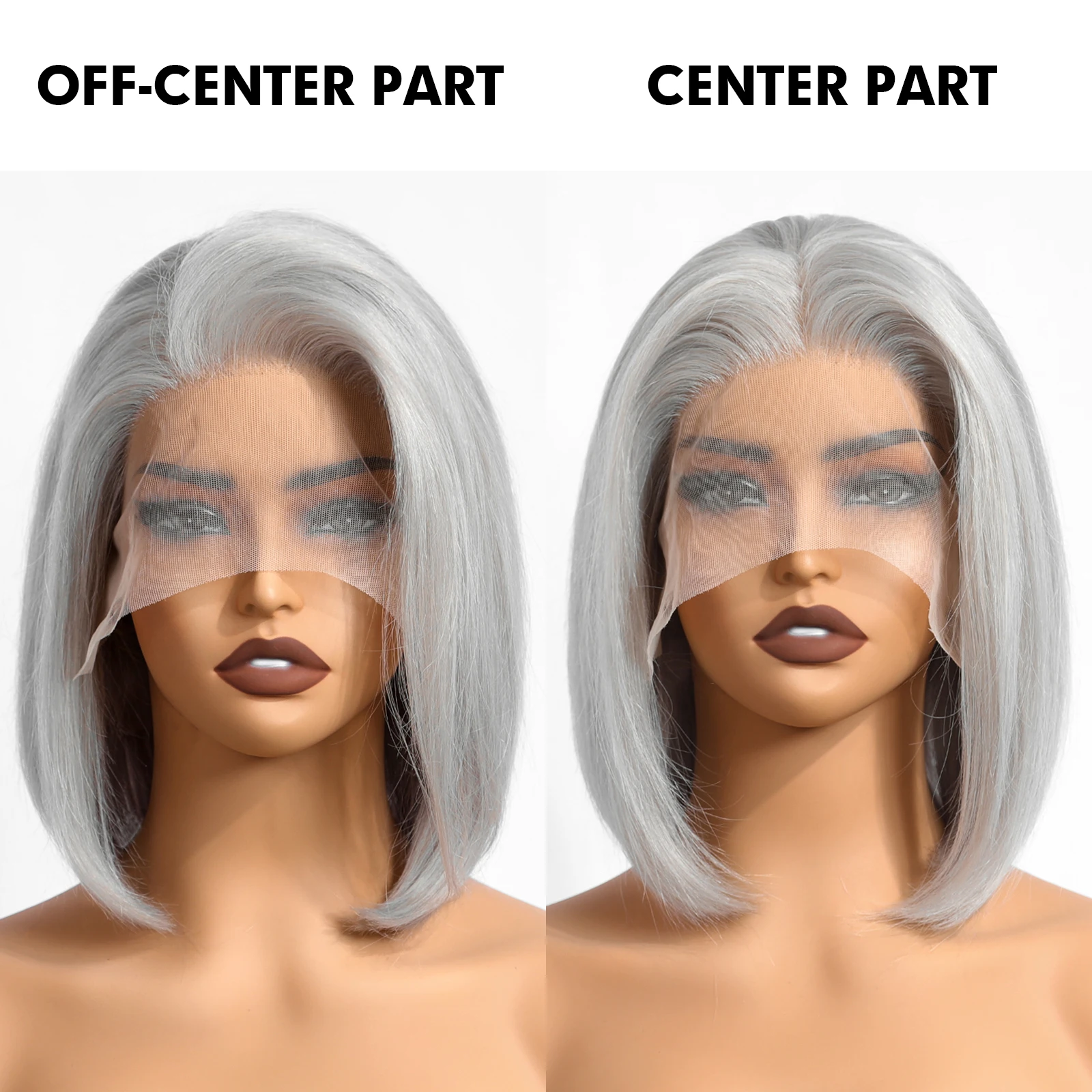 HD Lace Front Echthaar Perücken Straight Bob Grey Hair 13x4 transparente Spitze Echthaar Perücken vor gezupft HD Lace Perücken für Frauen