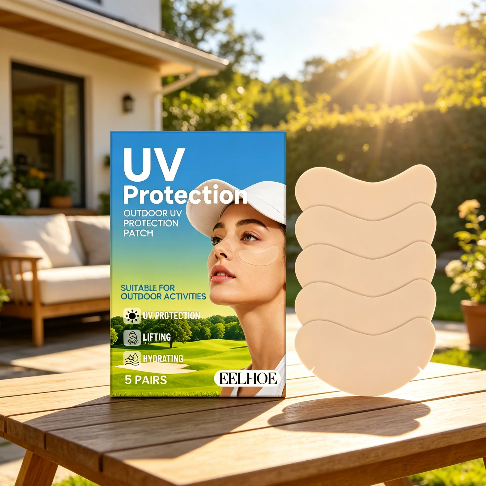 Invisible Outdoor UV Protection Patch Moisturizing Hydrogel Sun Shield Sticker Sweat Resistant Golf Under Eye Sun Block Patches