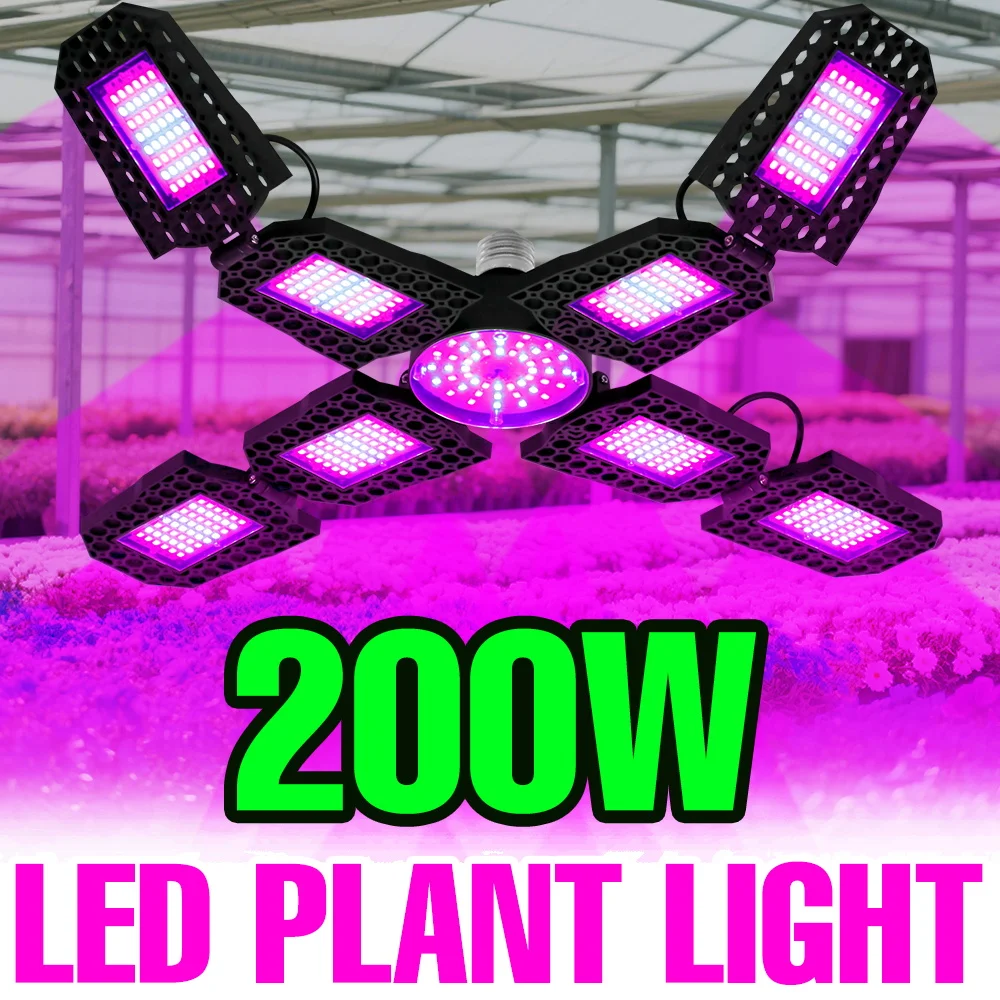 

200W E27/E26 Full Spectrum Grow Bulb LED Deformable Indoor Plant Fill Lamp UV/IR Greenhouse Tent Hydroponics Vegs Planting Lamps