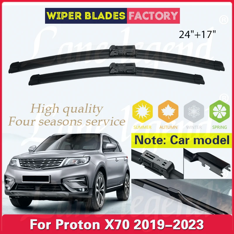 

Car Front Wiper Blades For Proton X70 2019 2020 2021 2022 2023 Soft Rubber Windscreen Windshield Windows Car Rain Brush 24"+17"