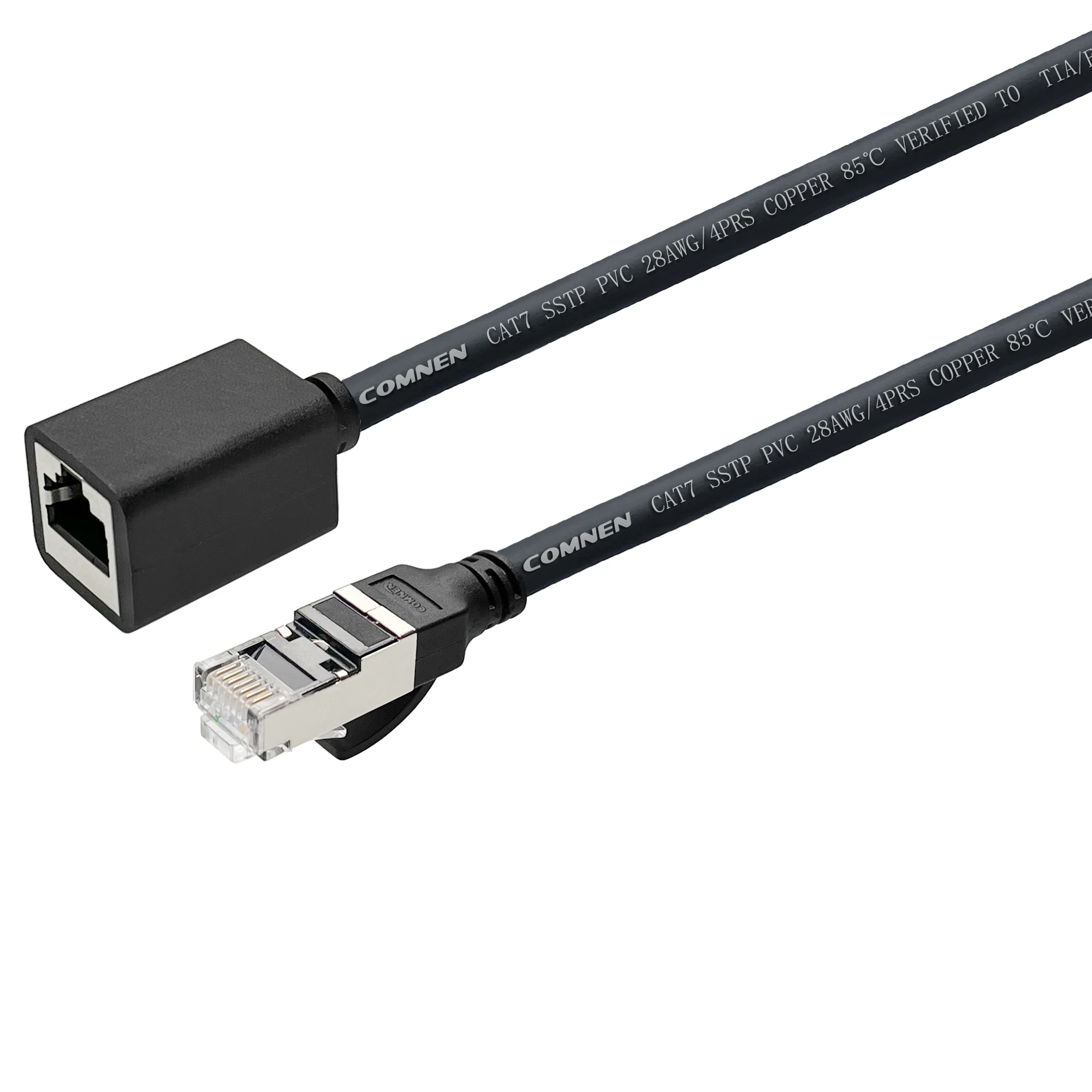 COMNEN Cable extensor Cat6 RJ45, conector Ethernet macho a hembra, adaptador de Cable Ethernet Cat6, Gigabit para PC Gamer