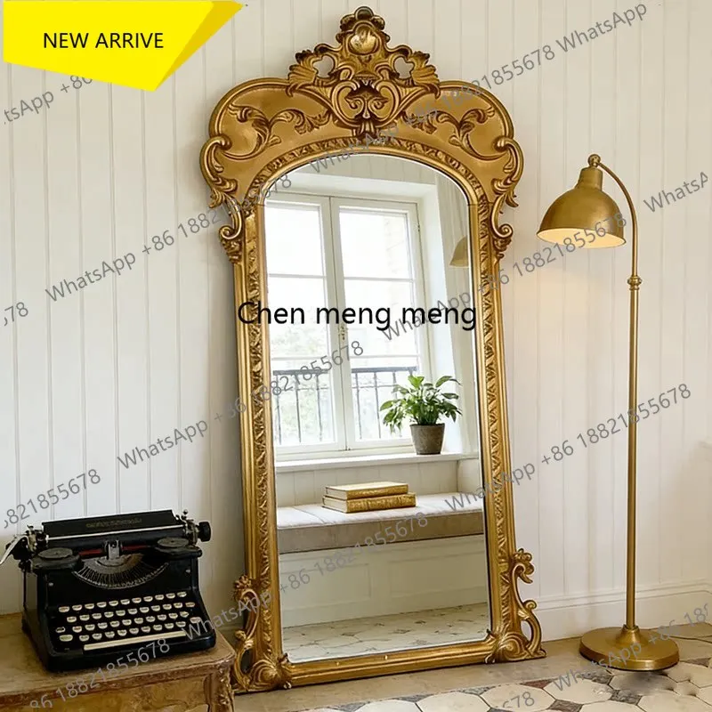 M132 Luxury custom large mirror French retro floor mirror living room full-body full-length mirror