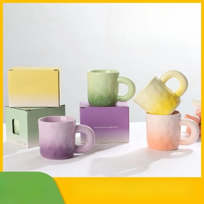 

Gradient Coffee Mug Couple Gift Cream Color Ceramic Cup Ins Style High Value