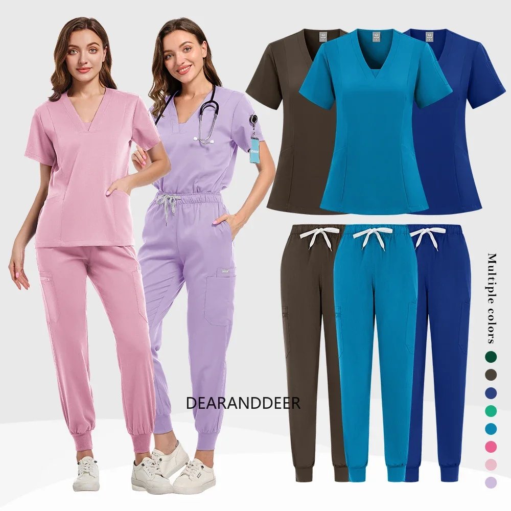 Thick men's and women's general doctor medical pure color nursing uniform hospital surgical set dental clinical shirt and pants